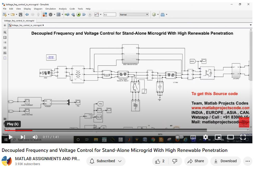 Decoupled Frequency And Voltage Control For Stand-Alone Microgrid With High Renewable Penetration project simulation thumbnail for Renewable Energy Engineering
