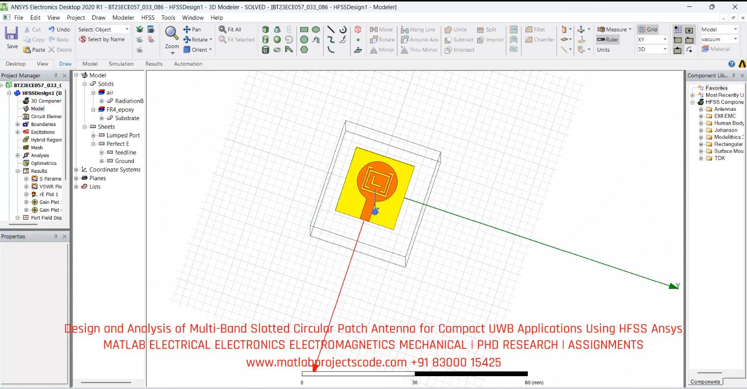 Design And Analysis Of Multi-Band Slotted Circular Patch Antenna For Compact Uwb Applications Using Hfss Ansys project thumbnail image