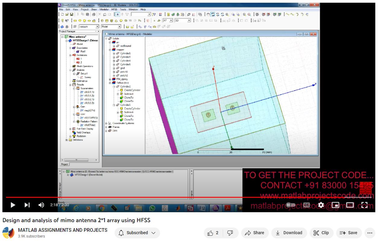Design and Analysis of MIMO Antenna 2_1 Array using HFSS project thumbnail image