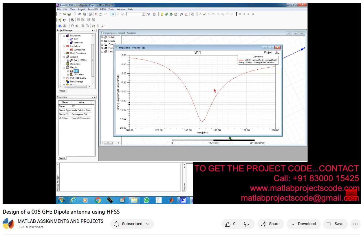 Design Of A 0 15 Ghz Dipole Antenna Using Hfss project thumbnail image