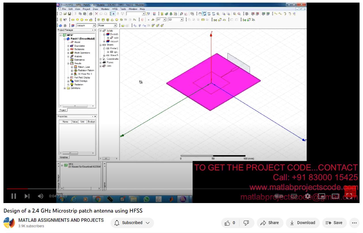 Design of a 2.4 GHz Microstrip Patch Antenna using HFSS project thumbnail image