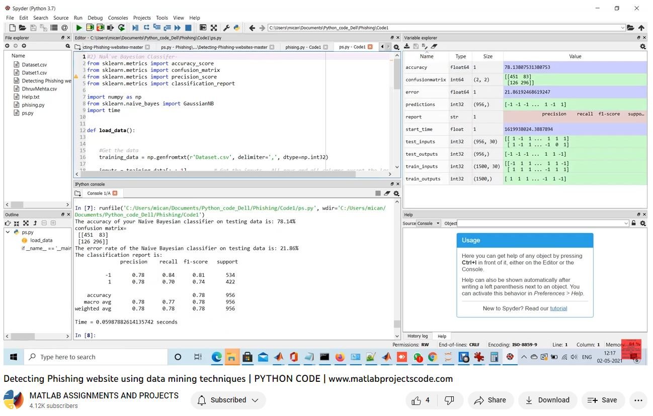 Detecting Phishing Website Using Data Mining Techniques _ Python Code project simulation thumbnail for Renewable Energy Engineering