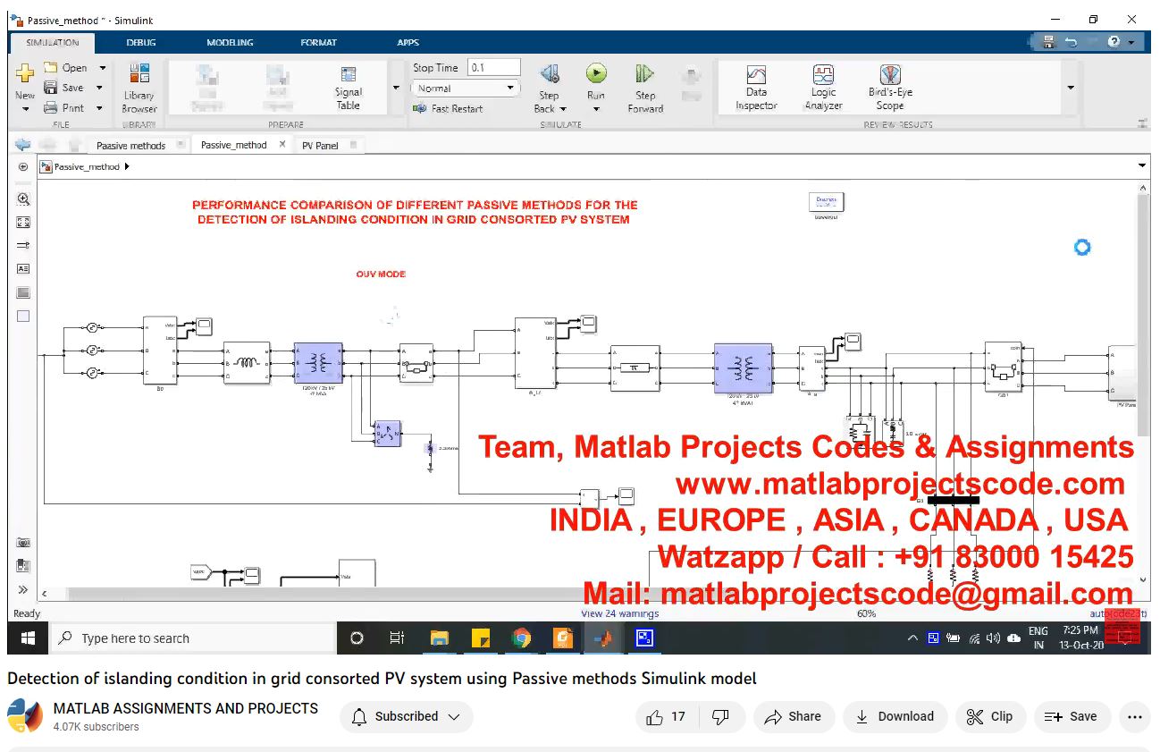 Detection Of Islanding Condition In Grid Consorted Pv System Using Passive Methods Simulink Model-Matlab Simulink-Electrical Assignments-Projects-Phd Research project thumbnail image