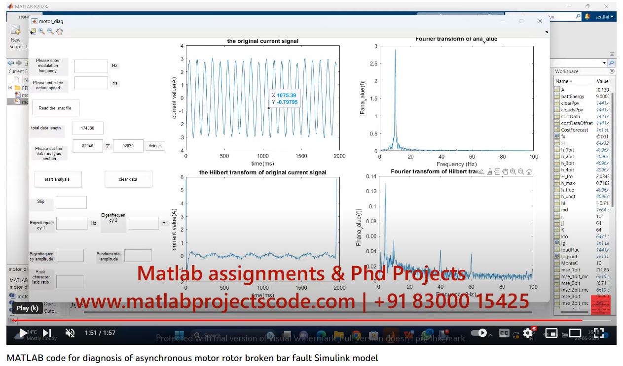 Diagnosis Of Asynchronous Motor Rotor Broken Bar Fault - Matlab project thumbnail image