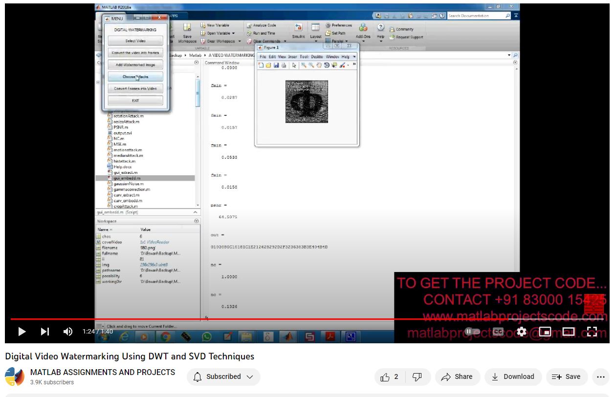 Digital Video Watermarking Using Dwt And Svd Techniques project thumbnail image