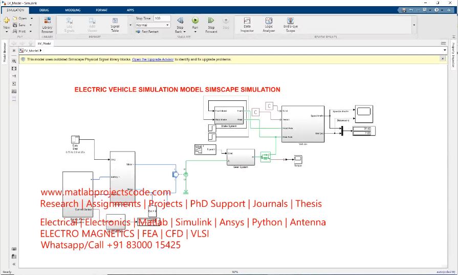 Electric Vehicle Simulation Model Simscape Simulation project thumbnail image