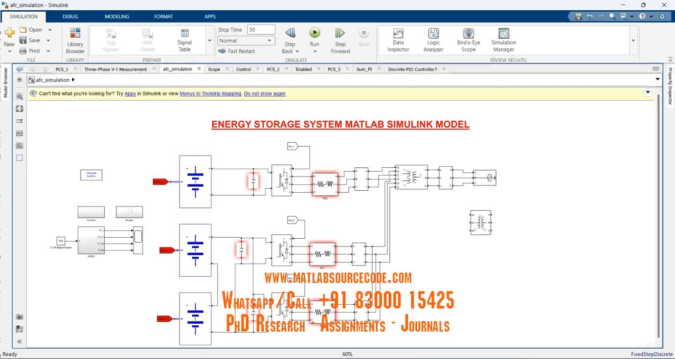 Energy Storage System -Matlab Simulink Electrical Simulation project thumbnail image