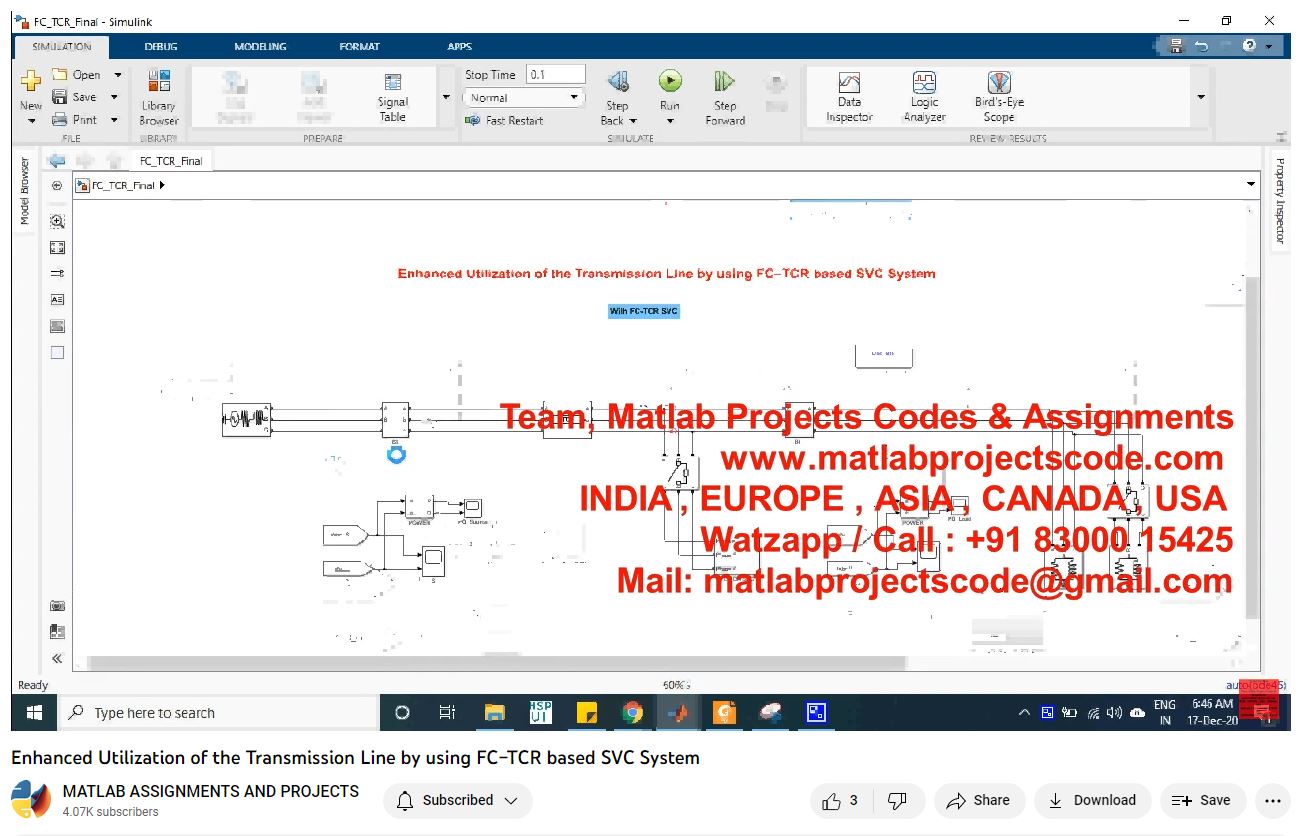 Enhanced Utilization Of The Transmission Line By Using Fc Tcr Based Svc System-Matlab Simulink-Electrical Assignments-Projects-Phd Research project thumbnail image
