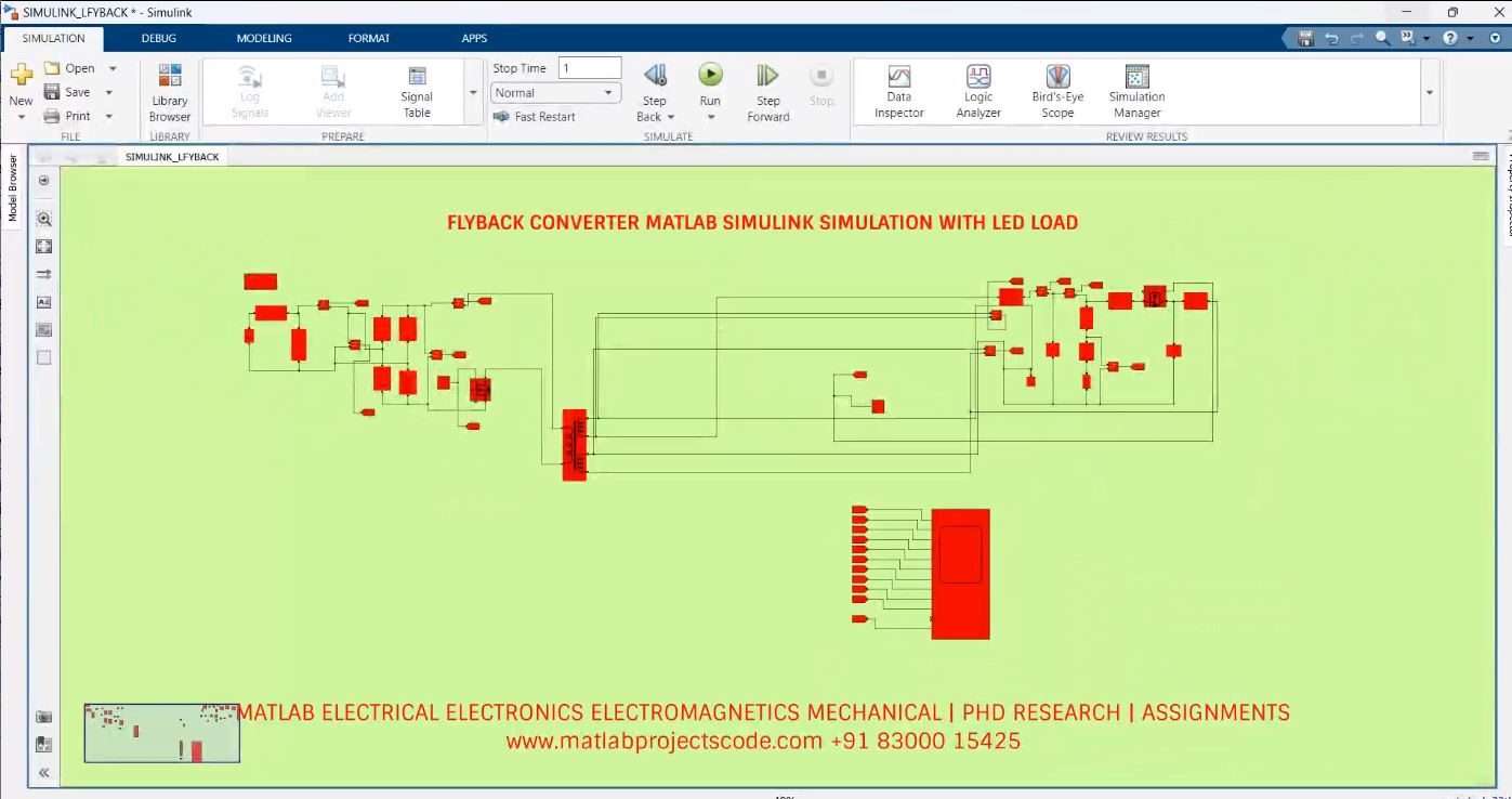 Flyback Converter Matlab Simulink Simulation With Led Load project thumbnail image