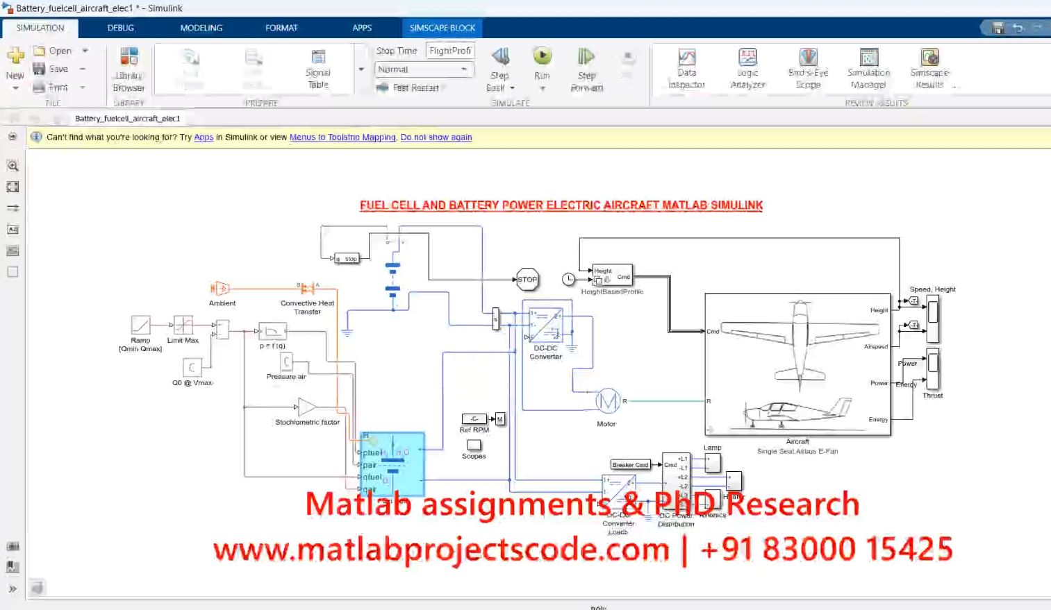 Fuel Cell And Battery Power Electric Aircraft Matlab Simulink-Electric Vehicle project thumbnail image