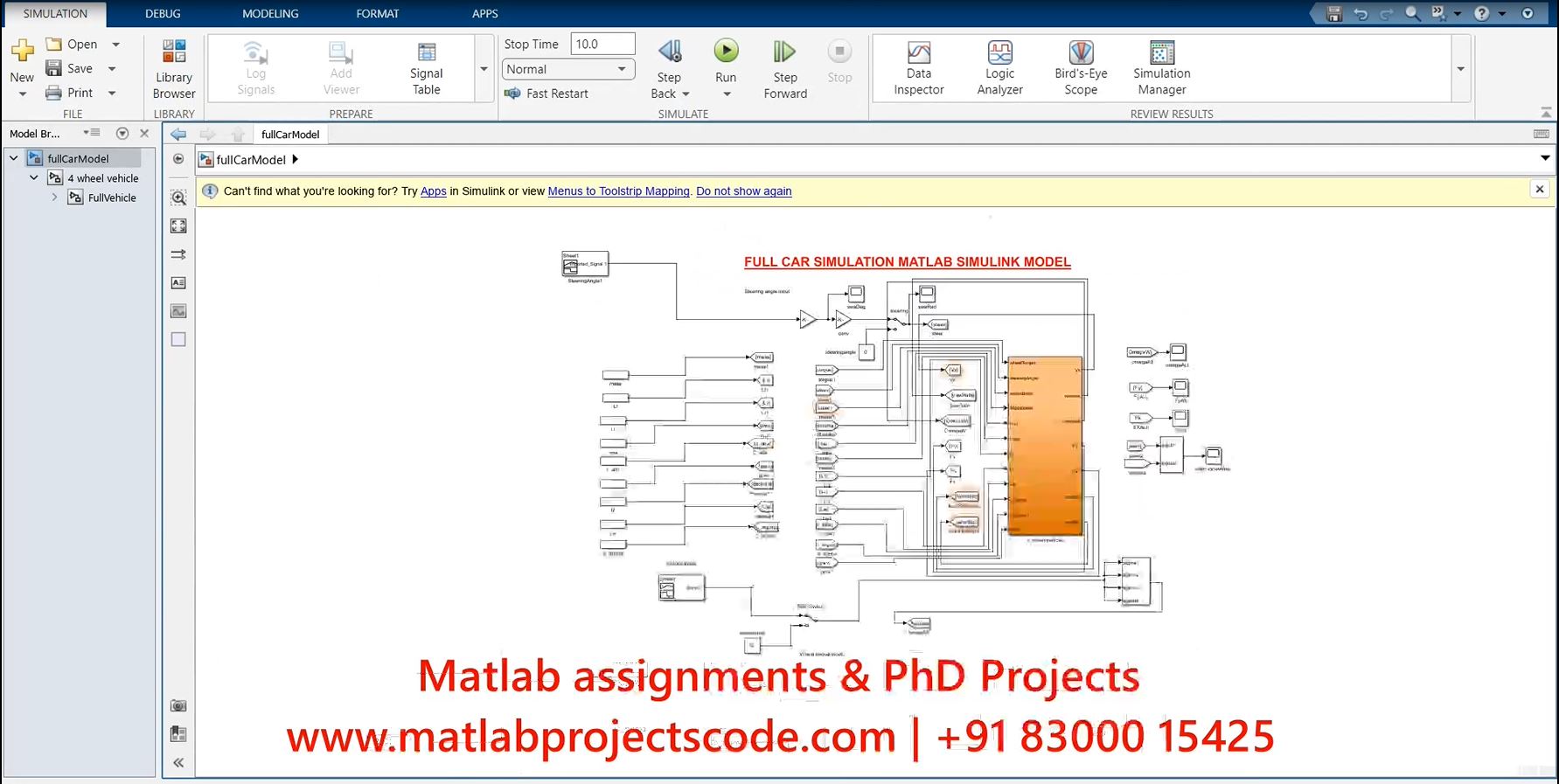 Full Car Simulation -Matlab Simulink Assignment project thumbnail image