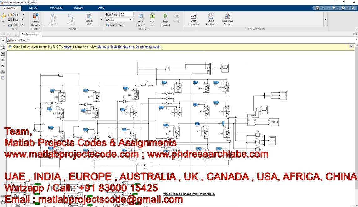 Five Level Inverter Module - Matlab - Simulink - Simulation - Five Level - Inverter project thumbnail image