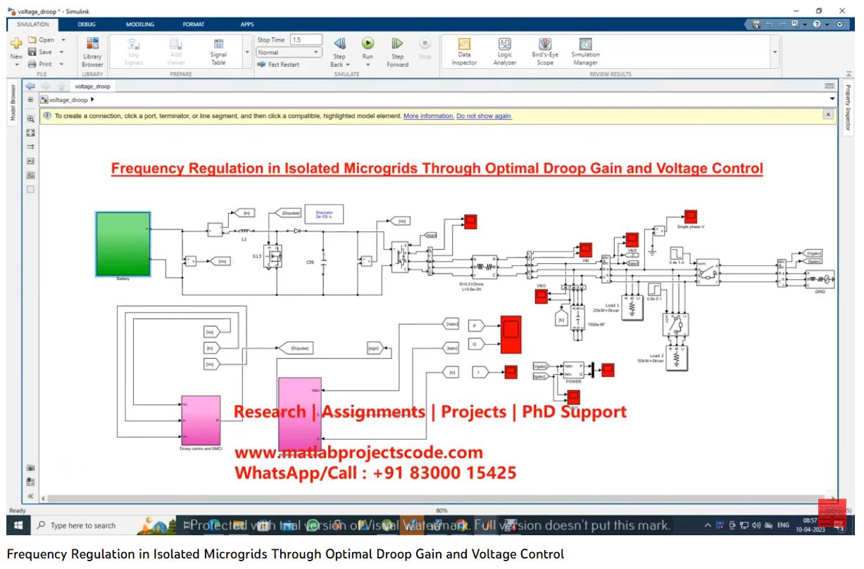 Frequency Regulation In Isolated Microgrids Through Optimal Droop Gain And Voltage Control project simulation thumbnail for Renewable Energy Engineering