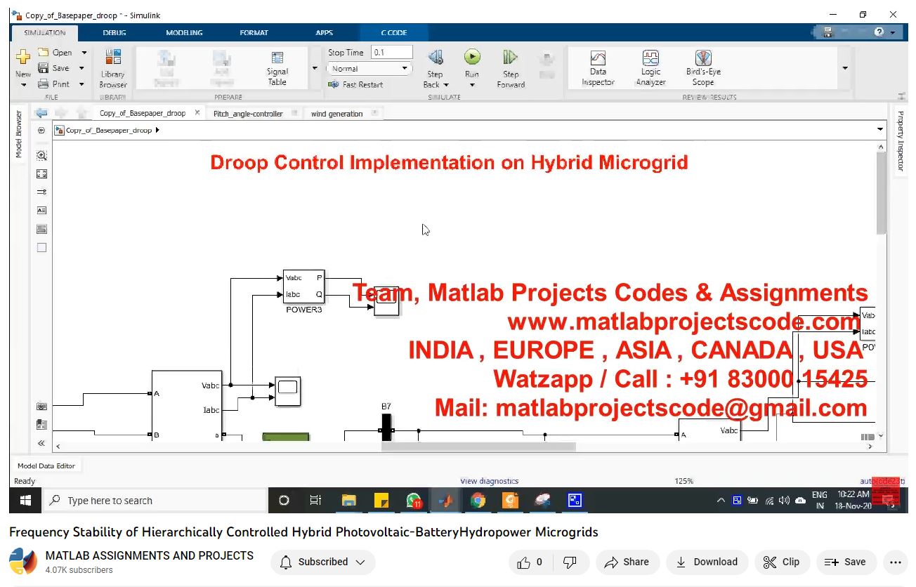 Frequency Stability Of Hierarchically Controlled Hybrid Photovoltaic-Batteryhydropower Microgrids-Matlab Simulink-Electrical Assignments-Projects-Phd Research project thumbnail image