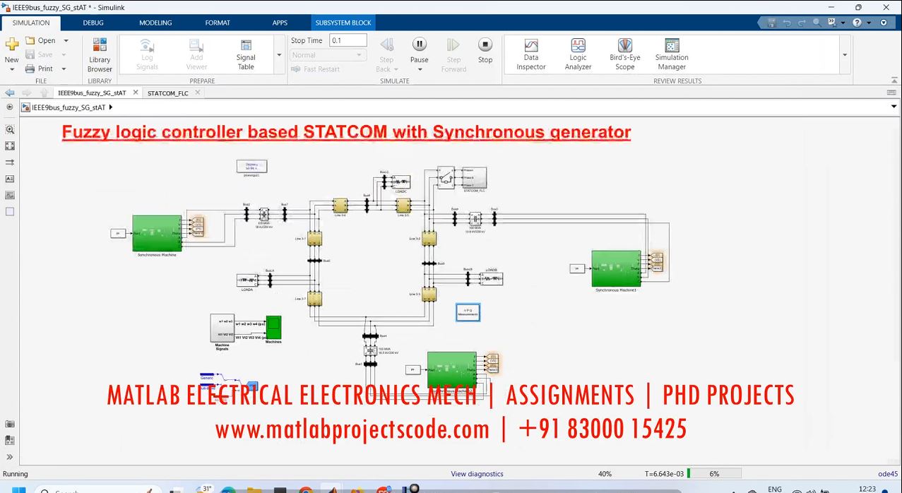 Fuzzy Logic Controller Based Statcom With Synchronous Generator - Matlab Simulink Simulation project thumbnail image