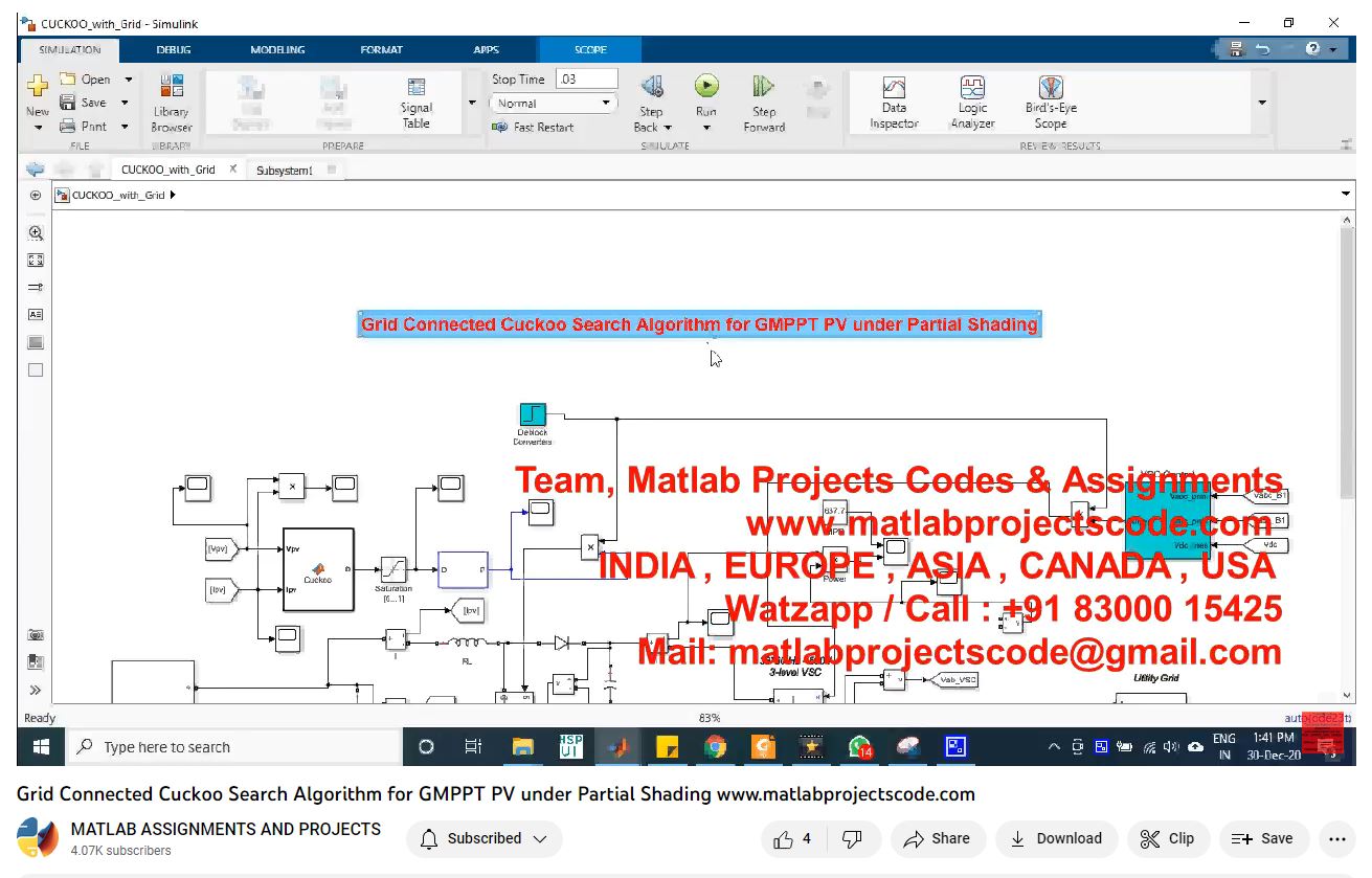 Grid Connected Cuckoo Search Algorithm For Gmppt Pv Under Partial Shading-Matlab Simulink-Electrical Assignments-Projects-Phd Research project thumbnail image
