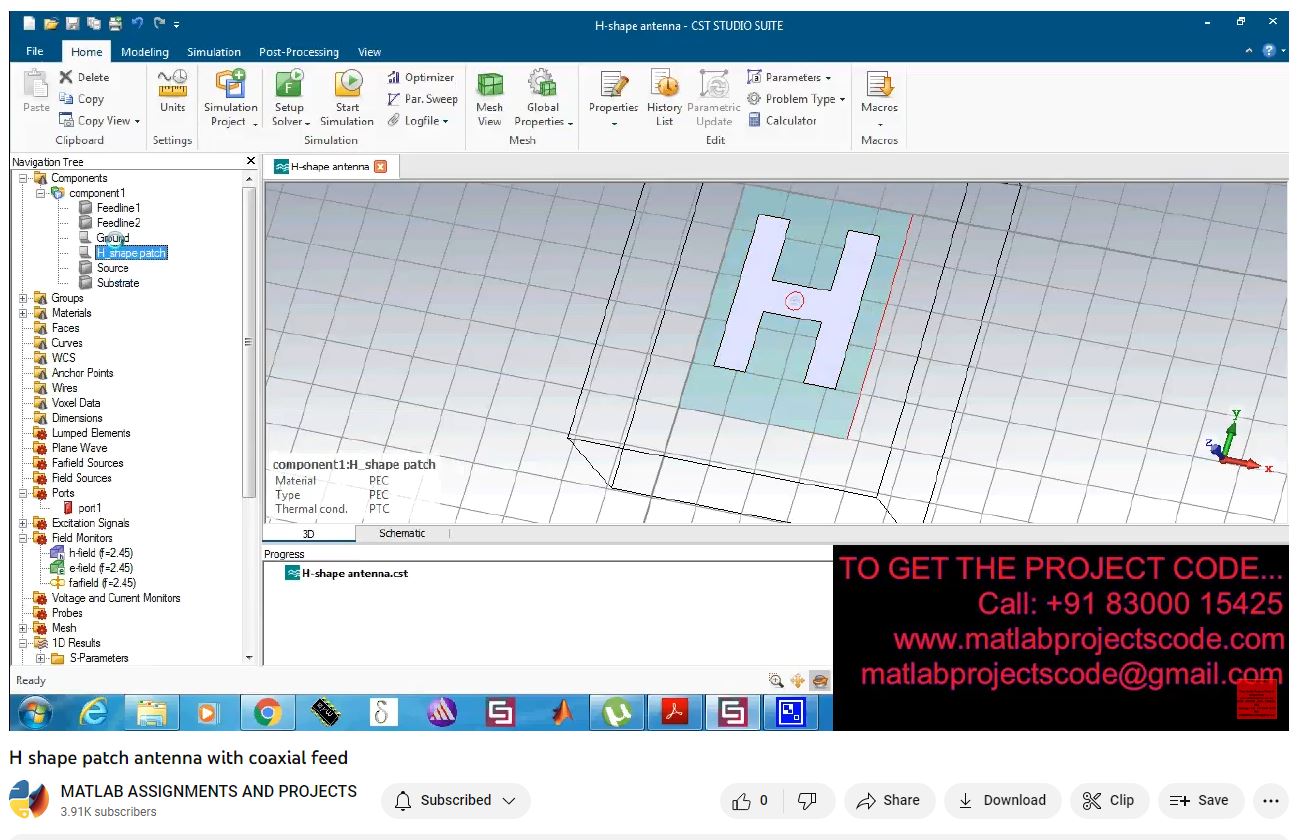 H Shape Patch Antenna With Coaxial Feed project thumbnail image