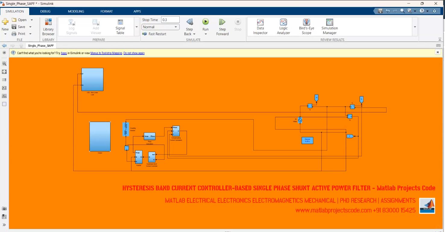 Hysteresis Band Current Controller-Based Single Phase Shunt Active Power Filter - Matlab Projects Code project thumbnail image