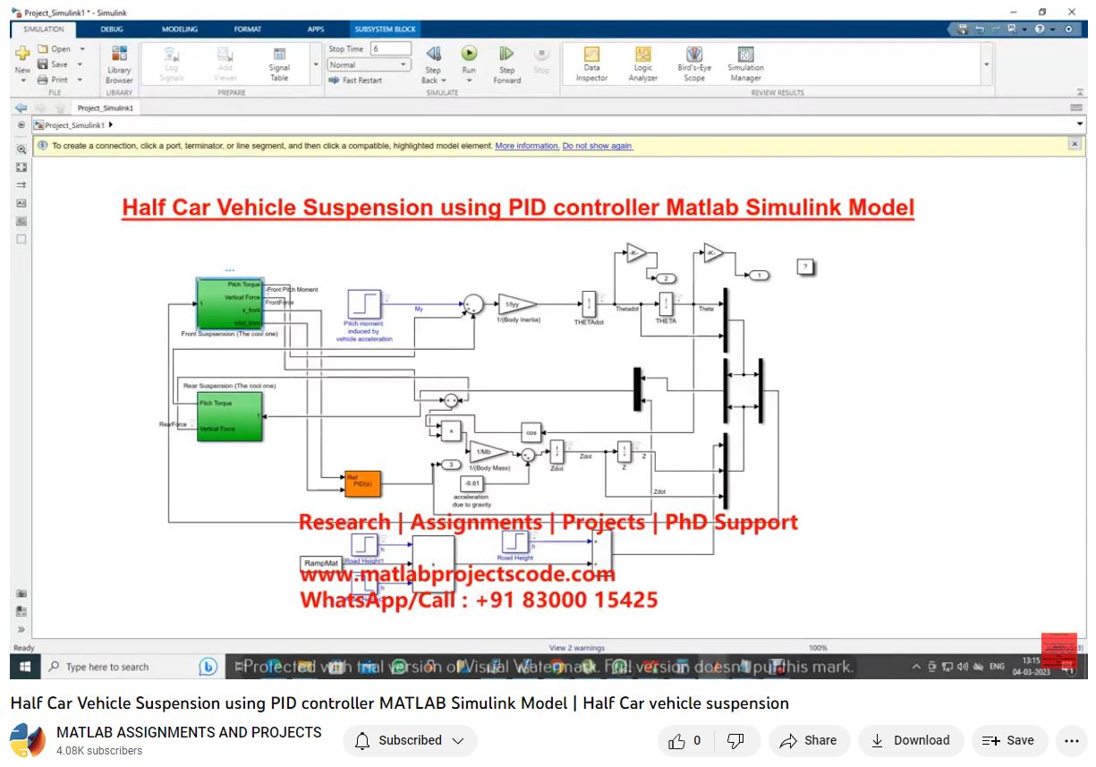 Half Car Vehicle Suspension Using Pid Controller Matlab Simulink Model project thumbnail image