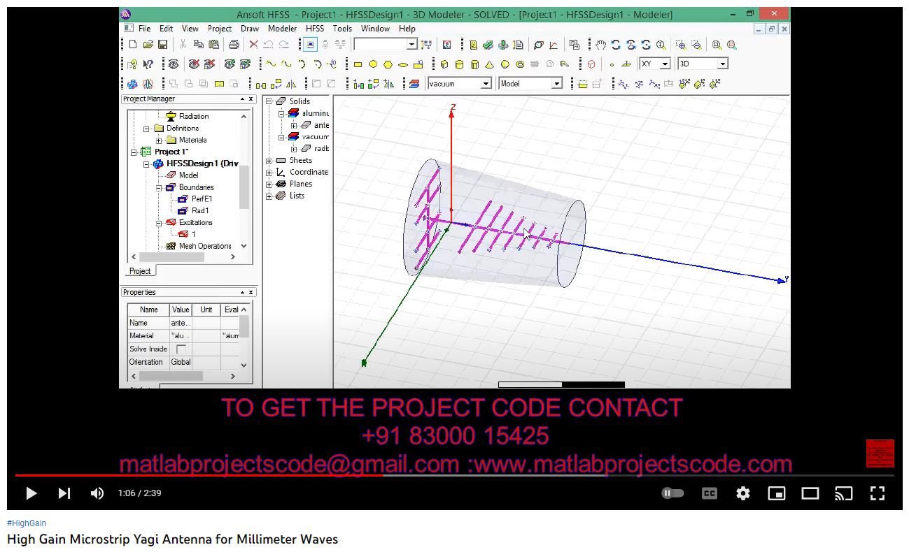 High Gain Microstrip Yagi Antenna for Millimeter Waves project thumbnail image