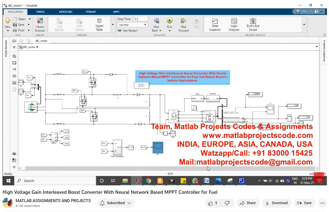 High Voltage Gain Interleaved Boost Converter With Neural Network Based Mppt Controller For Fuel project simulation thumbnail for Renewable Energy Engineering
