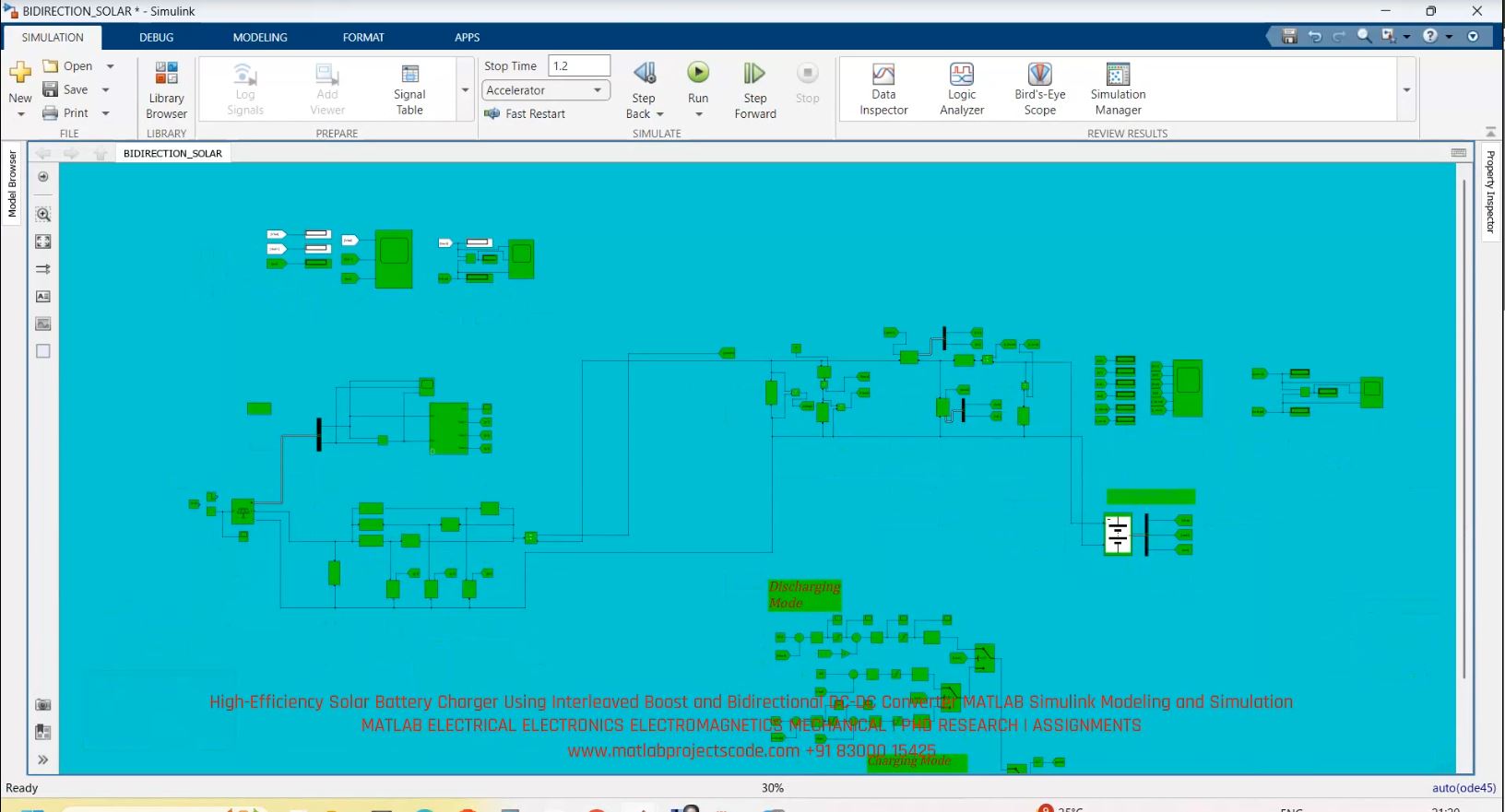 High-Efficiency Solar Battery Charger Using Interleaved Boost And Bidirectional Dc-Dc Converter Matlab Simulink Modeling And Simulation project thumbnail image