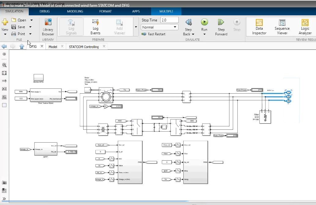 How To Make Simulink Model Of Grid Connected Wind Farm Statcom And Dfig project thumbnail image