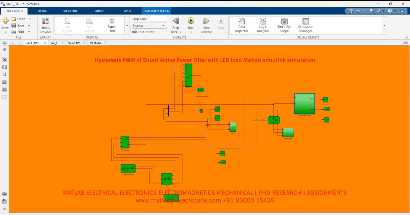 Hysteresis Pwm Of Shunt Active Power Filter With Led Load Matlab Simulink Simulation project thumbnail image