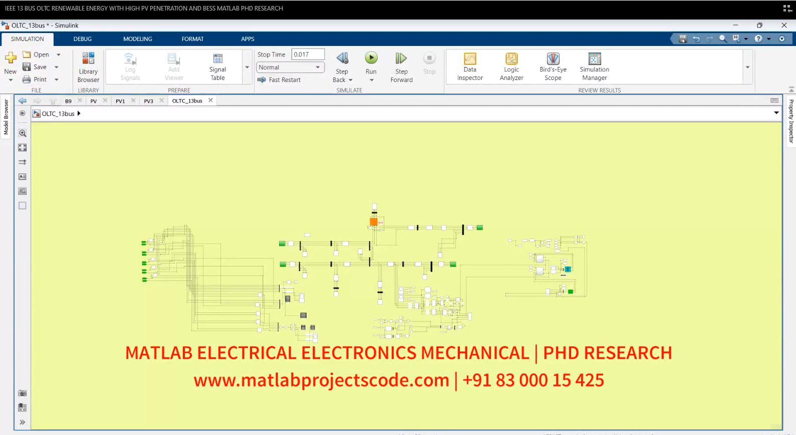 Ieee 13 Bus Oltc Renewable Energy With High Pv Penetration And Bess Matlab Phd Research project thumbnail image