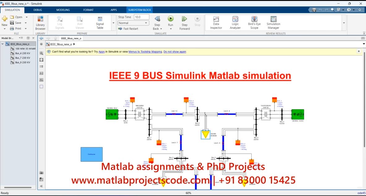 Ieee 9 Bus Simulink - Electrical Simulation project thumbnail image