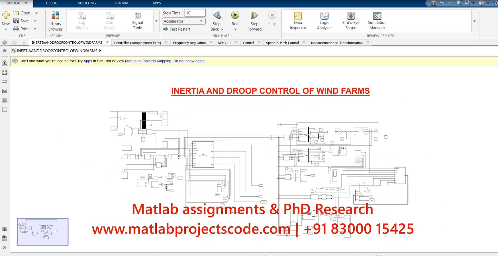 Inertia And Droop Control Of Wind Farms Matlab Simulink project thumbnail image