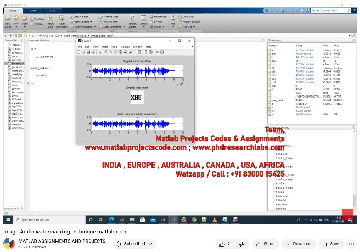 Image Audio Watermarking Technique Matlab Code-Matlab Simulink-Electrical Assignments-Projects-Phd Research project thumbnail image