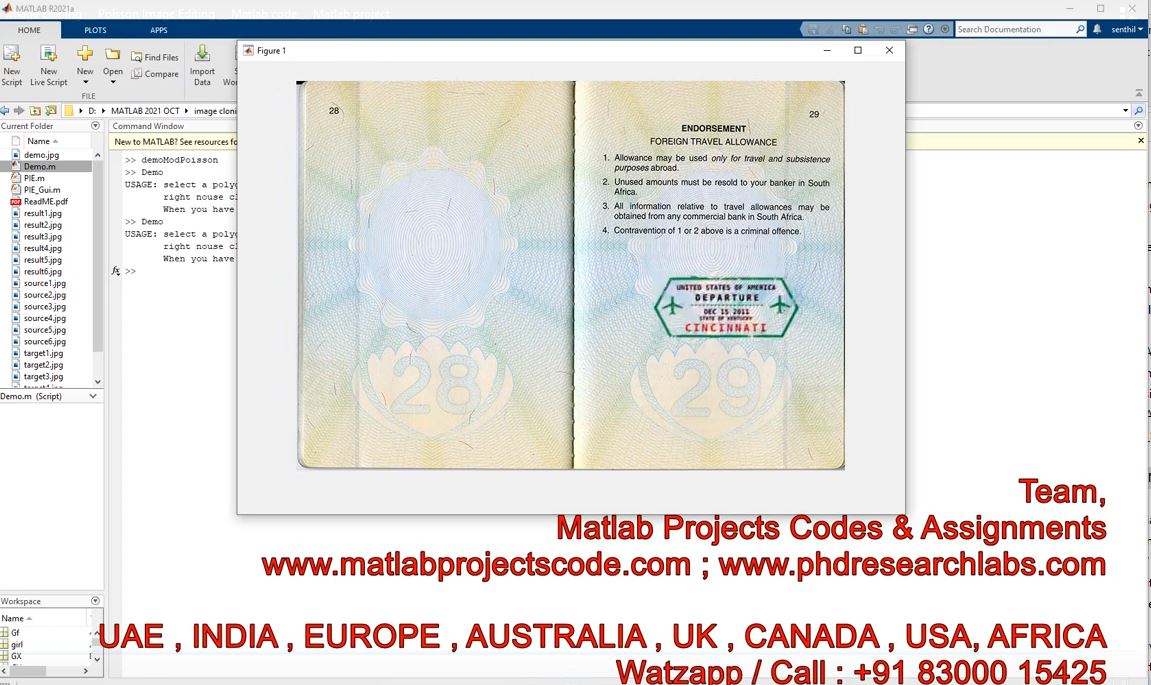 Image Cloning - Poisson Image Editing - Matlab Code - Matlab Project project thumbnail image