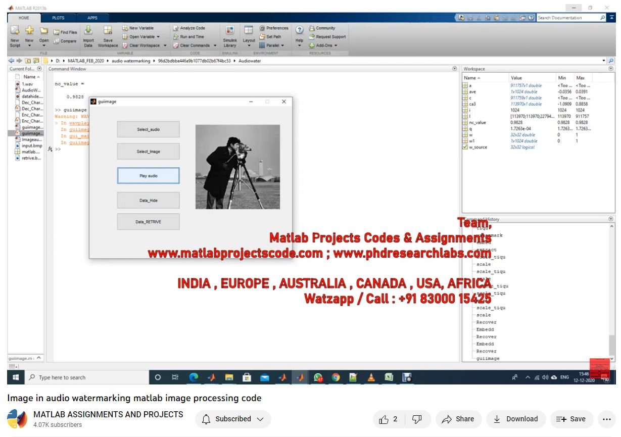 Image In Audio Watermarking Matlab Image Processing Code-Matlab Simulink-Electrical Assignments-Projects-Phd Research project thumbnail image