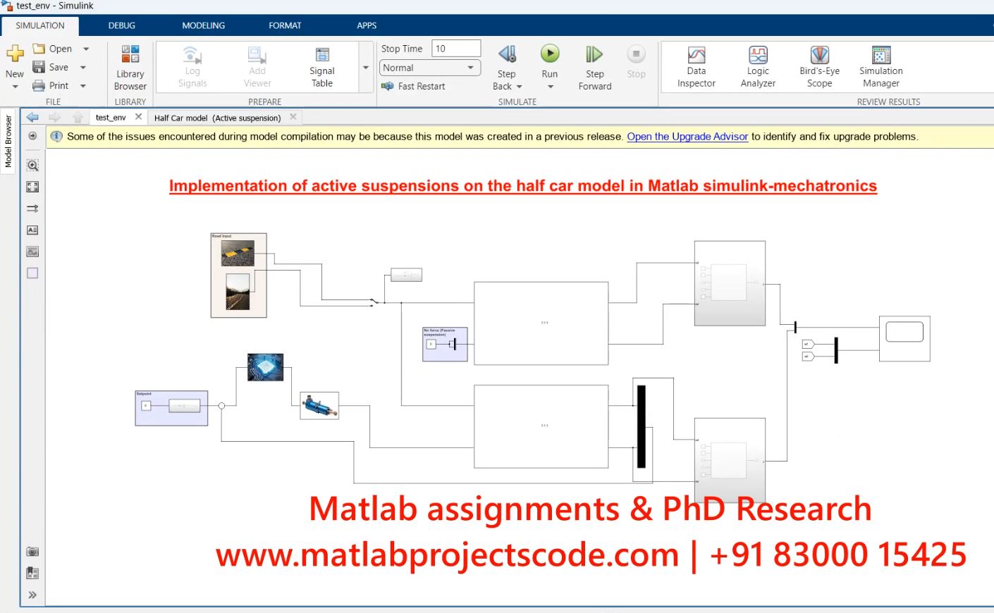 Implementation Of Active Suspensions On The Half Car Model In Matlab Simulink-Mechatronics project thumbnail image