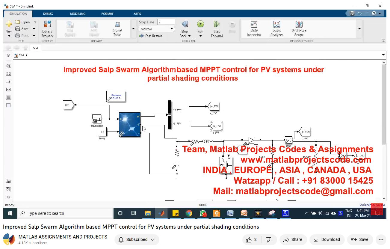 Improved Salp Swarm Algorithm Based Mppt Control For Pv Systems Under Partial Shading Conditions project thumbnail image