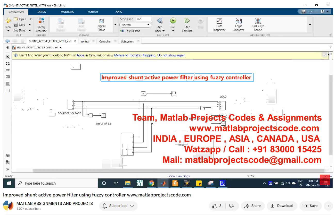 Improved Shunt Active Power Filter Using Fuzzy Controller-Matlab Simulink-Electrical Assignments-Projects-Phd Research project thumbnail image