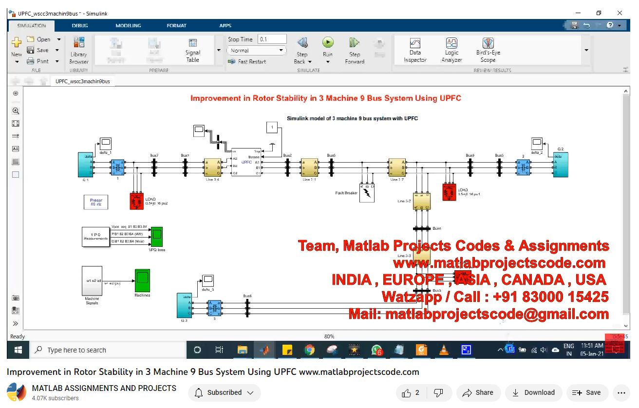 Improvement In Rotor Stability In 3 Machine 9 Bus System Using Upfc-Matlab Simulink-Electrical Assignments-Projects-Phd Research project thumbnail image