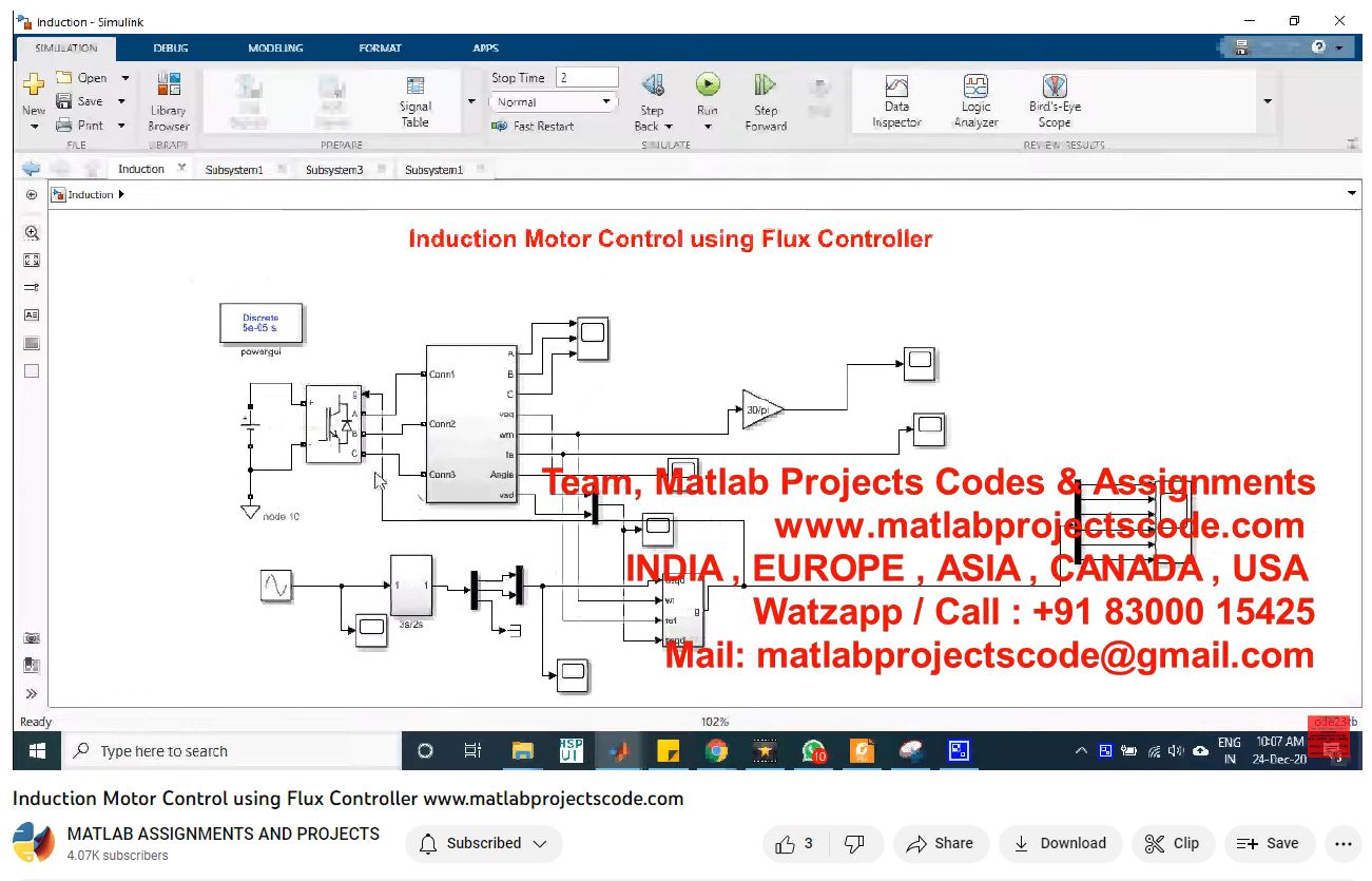Induction Motor Control Using Flux Controller-Matlab Simulink-Electrical Assignments-Projects-Phd Research project thumbnail image