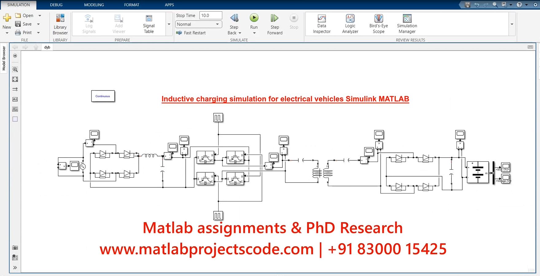 Inductive Charging Simulation For Electrical Vehicles Simulink Matlab-Electrical project thumbnail image