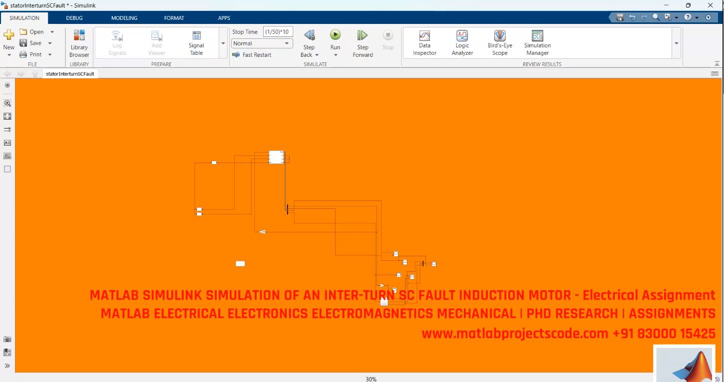 Inter-Turn Short Circuit Fault In Induction Motor - Matlab Simulink Fault Diagnosis Simulation project simulation thumbnail for Mechanical, EV and Mechatronics Engineering