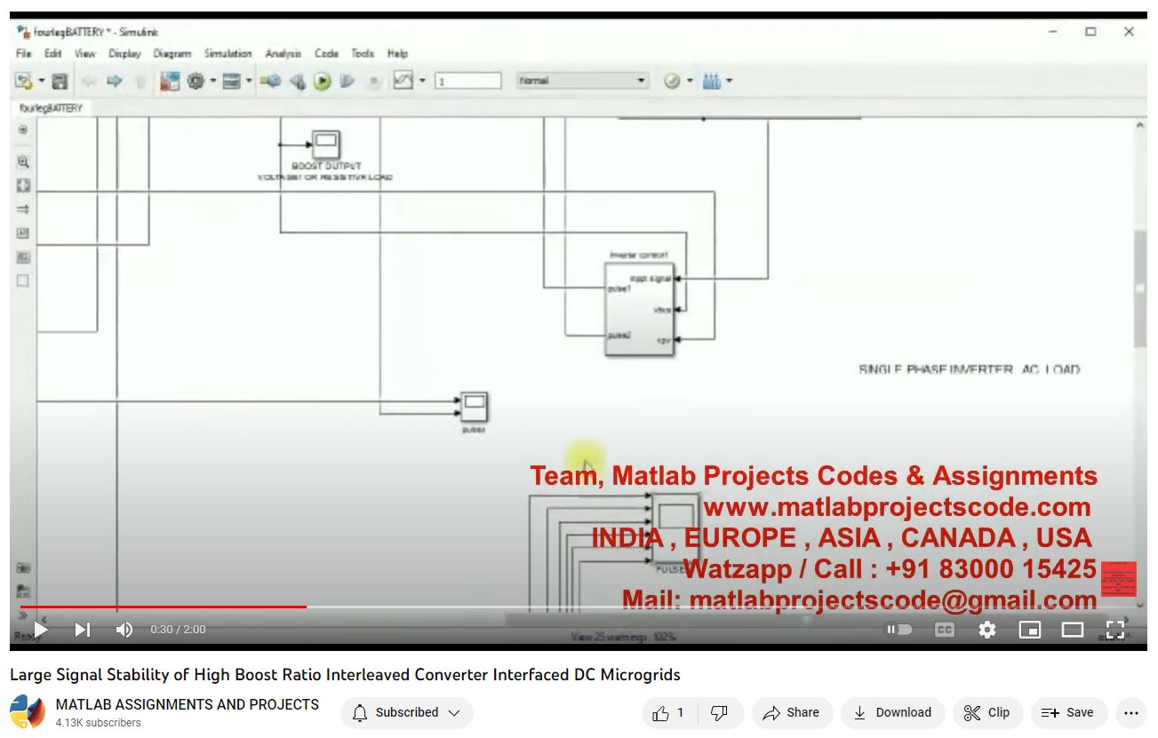 Large Signal Stability Of High Boost Ratio Interleaved Converter Interfaced Dc Microgrids project simulation thumbnail for Renewable Energy Engineering