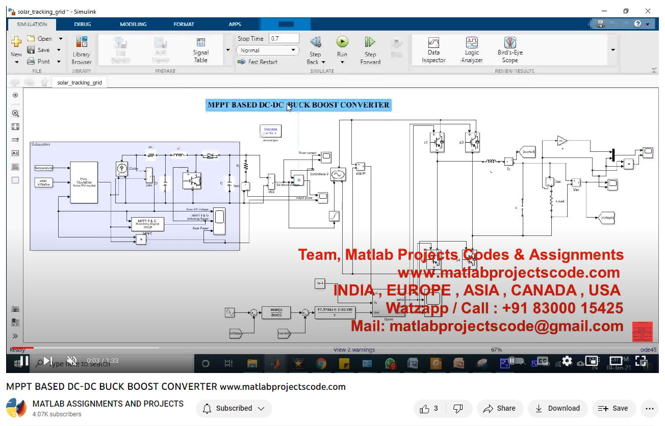 Mppt Based Dc-Dc Buck Boost Converter-Matlab Simulink-Electrical Assignments-Projects-Phd Research project thumbnail image