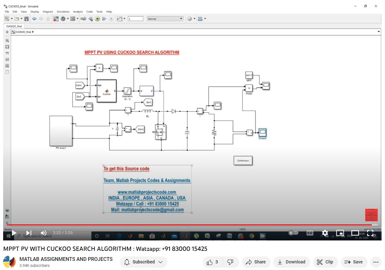 Mppt Pv With Cuckoo Search Algorithm project simulation thumbnail for Renewable Energy Engineering