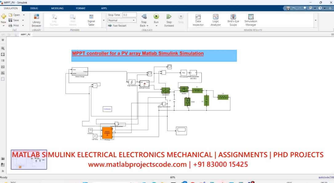 Mppt Controller For A Pv Array Matlab Simulink Simulation-Electrical project thumbnail image
