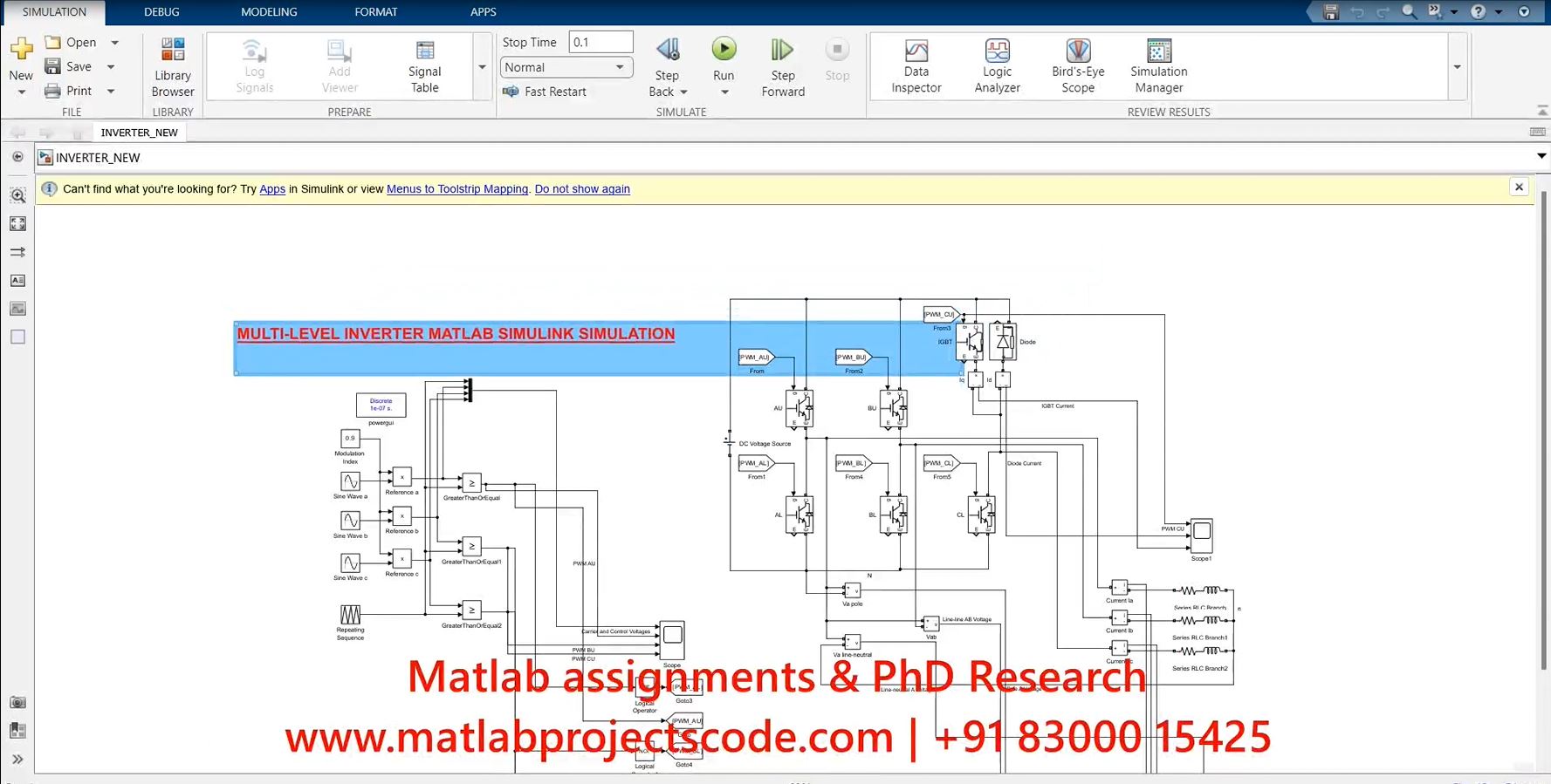 Multi-Level Inverter Matlab Simulink Electrical Simulation project thumbnail image
