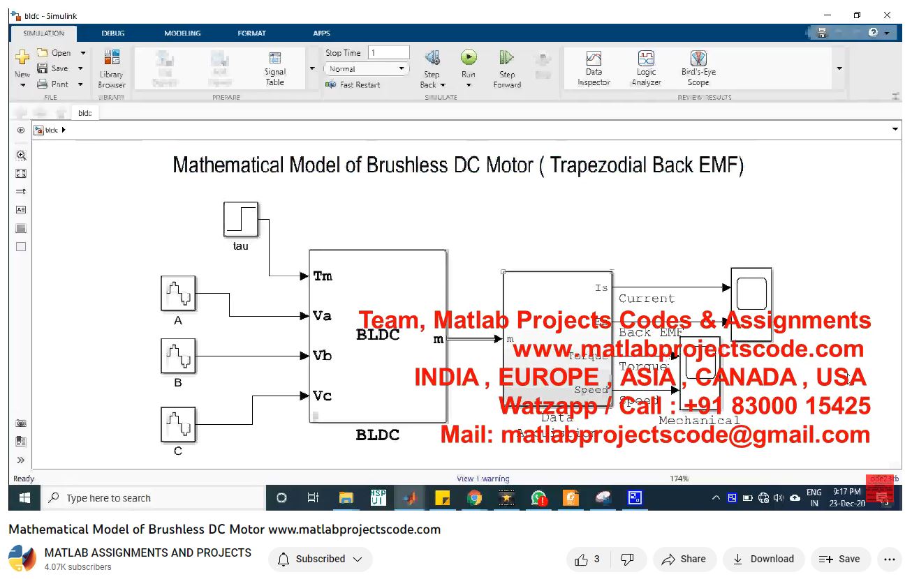Mathematical Model Of Brushless Dc Motor-Matlab Simulink-Electrical Assignments-Projects-Phd Research project thumbnail image