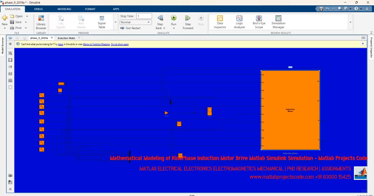 Mathematical Modeling Of Ninephase Induction Motor Drive Matlab Simulink Simulation - Matlab Projects Code project thumbnail image