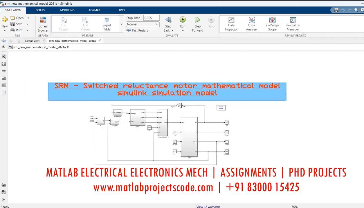 Mathematical Model Srm - Switched Reluctance Motor Simulink Simulation Model project thumbnail image