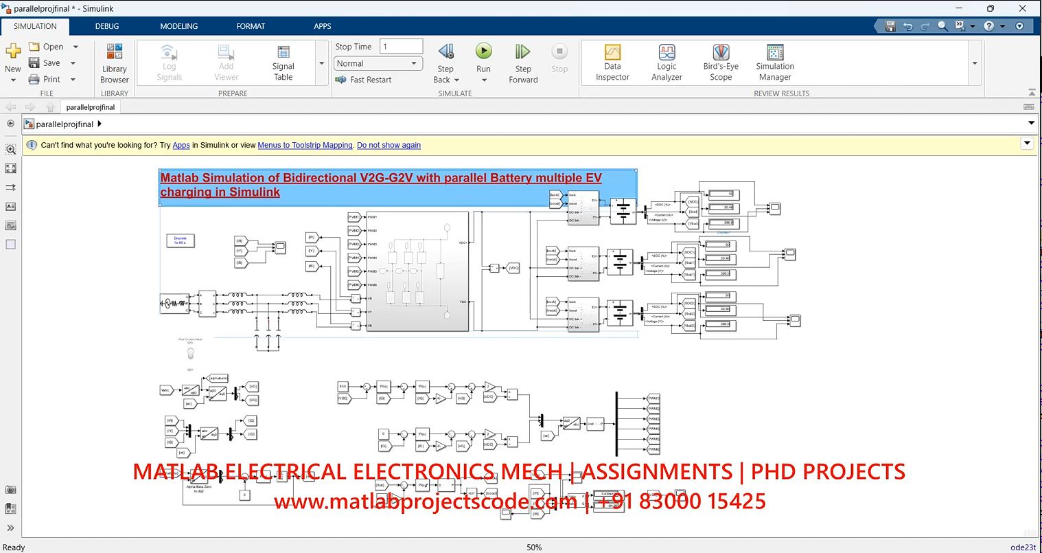 Matlab Simulation Of Bidirectional V2G-G2V With Parallel Battery Multiple Ev Charging In Simulink - Phd Research project thumbnail image